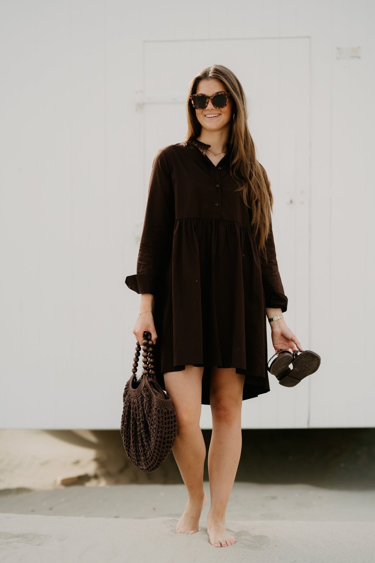 Yassalsy LS Shirt Dress Coffee Bean - Bij Keesje - Y.A.S - Jurk