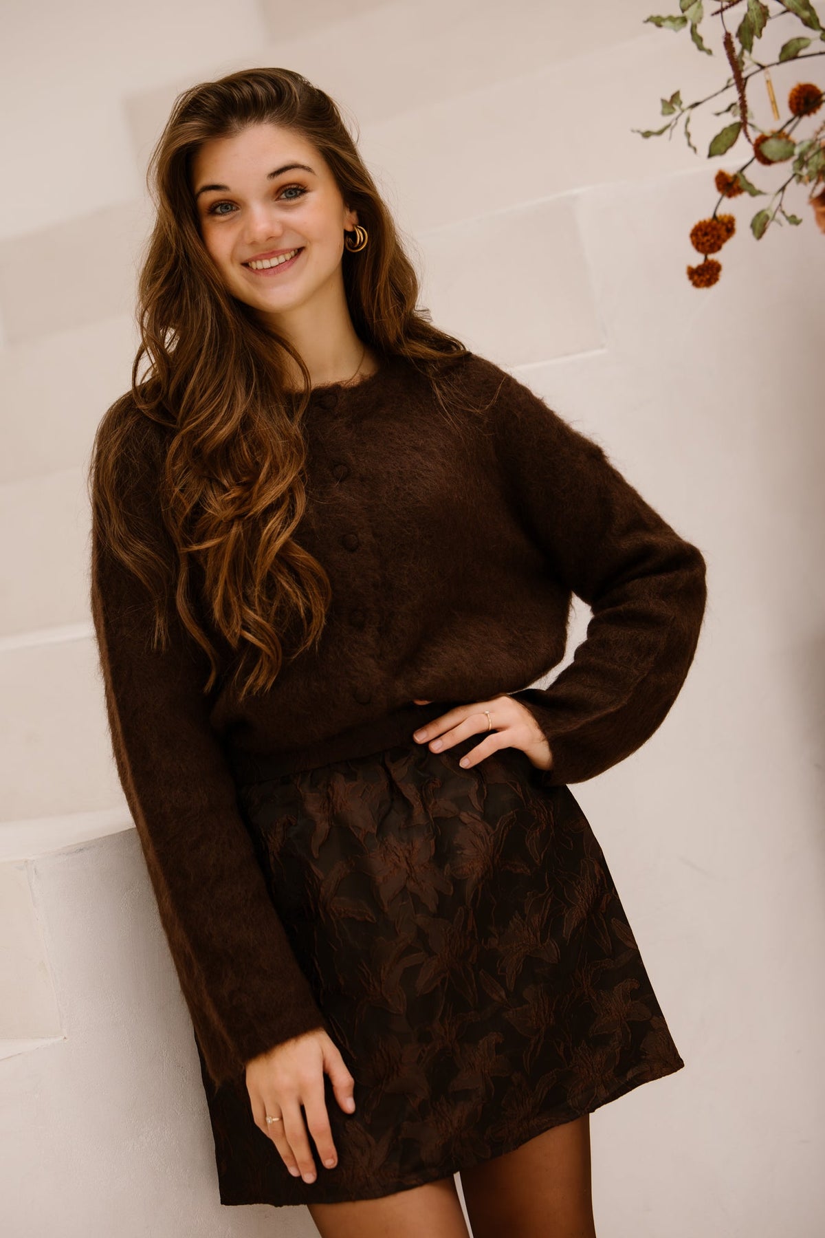 Yastilde LS Mohair Blend cardigan Mole/Melange - Bij Keesje - Y.A.S - Trui