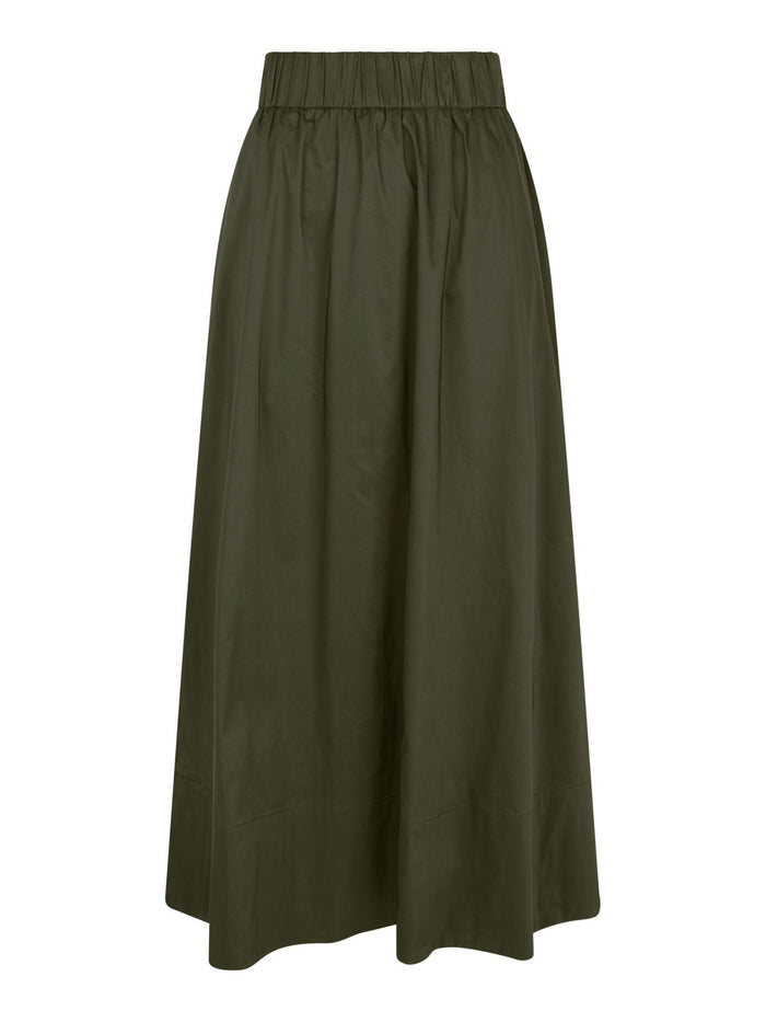 Yara long poplin skirt Army
