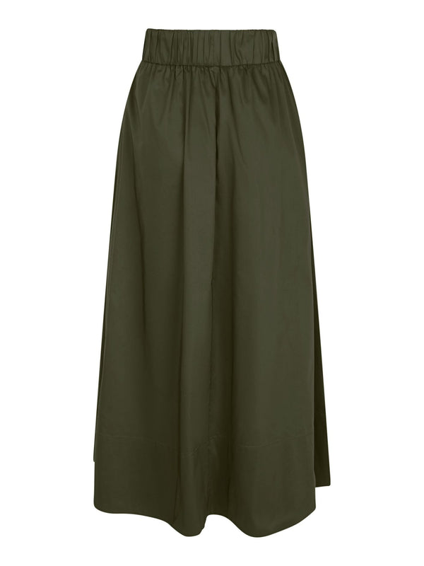 Yara long poplin skirt Army