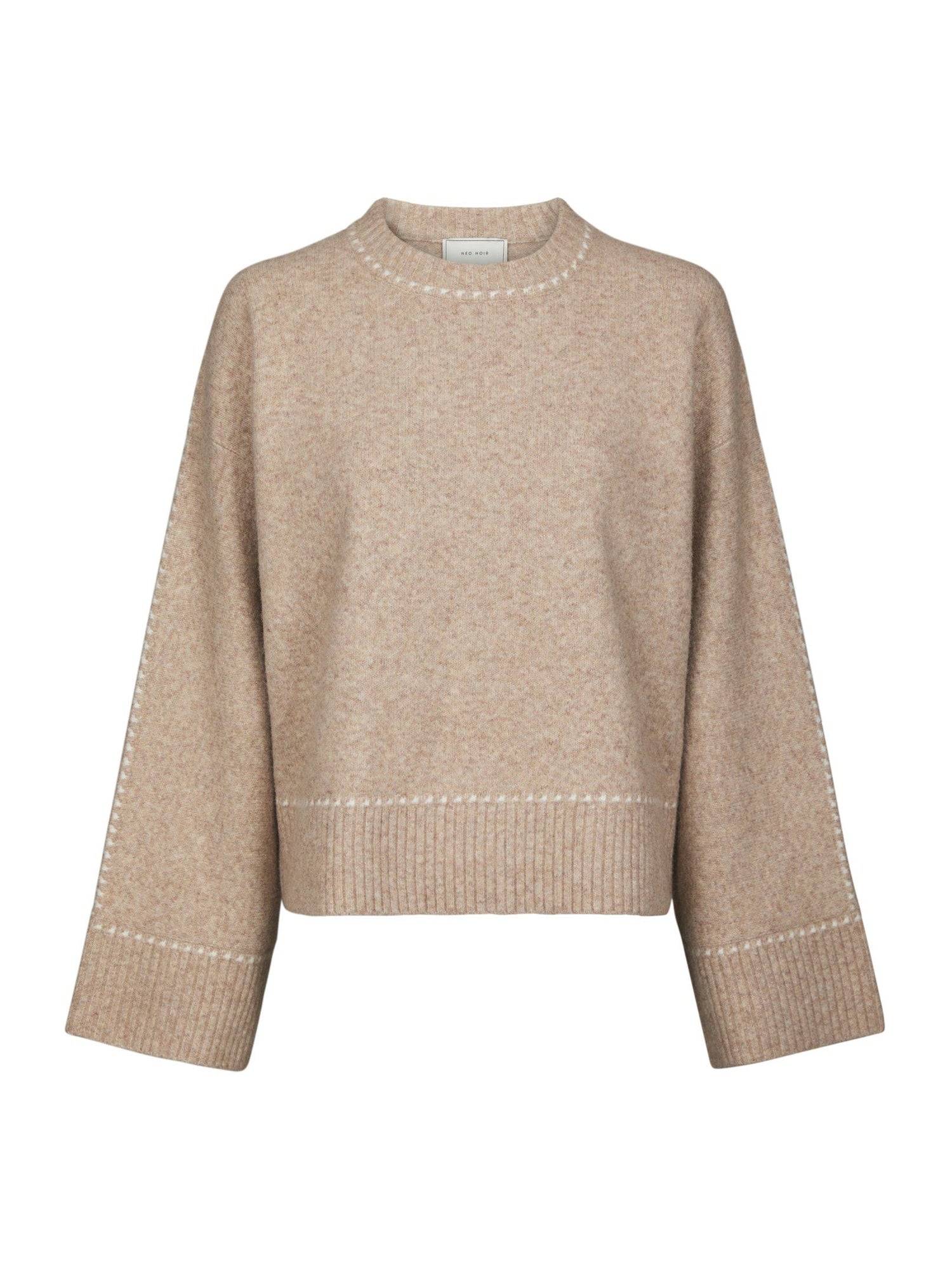 Roeme knit stitch blouse beige melange