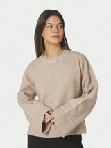 Roeme knit stitch blouse beige melange