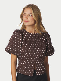 Anela Dot Blouse Brown