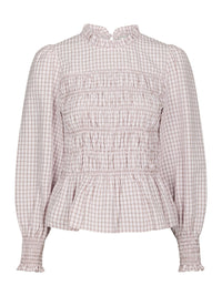 Possa mini check blouse light pink