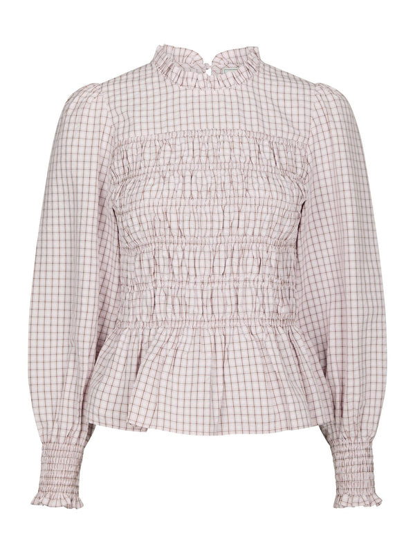 Possa mini check blouse light pink