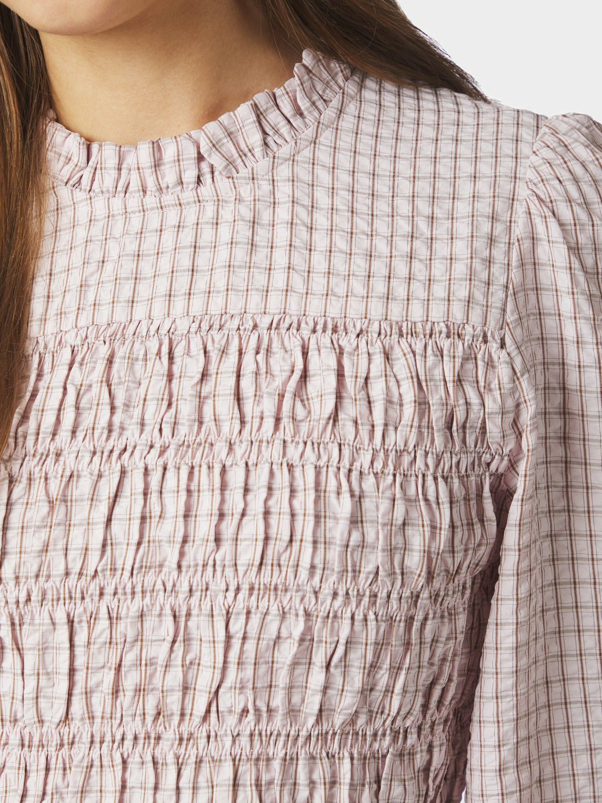 Possa mini check blouse light pink