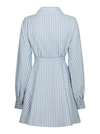 Felice Striped Crepe Dress Blue