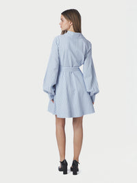 Felice Striped Crepe Dress Blue