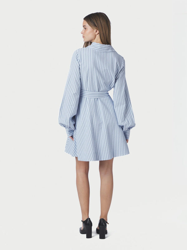 Felice Striped Crepe Dress Blue