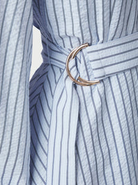 Felice Striped Crepe Dress Blue