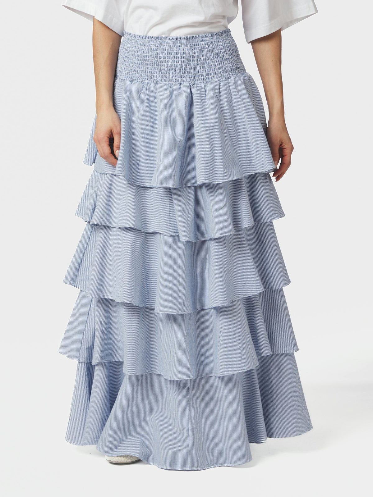 Morris Mini Stripe Skirt Light Blue