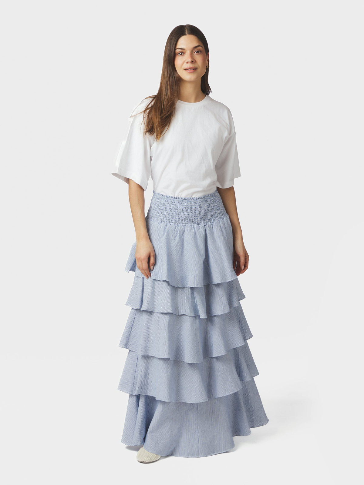 Morris Mini Stripe Skirt Light Blue