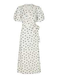 Clarine Linen Dot Dress White