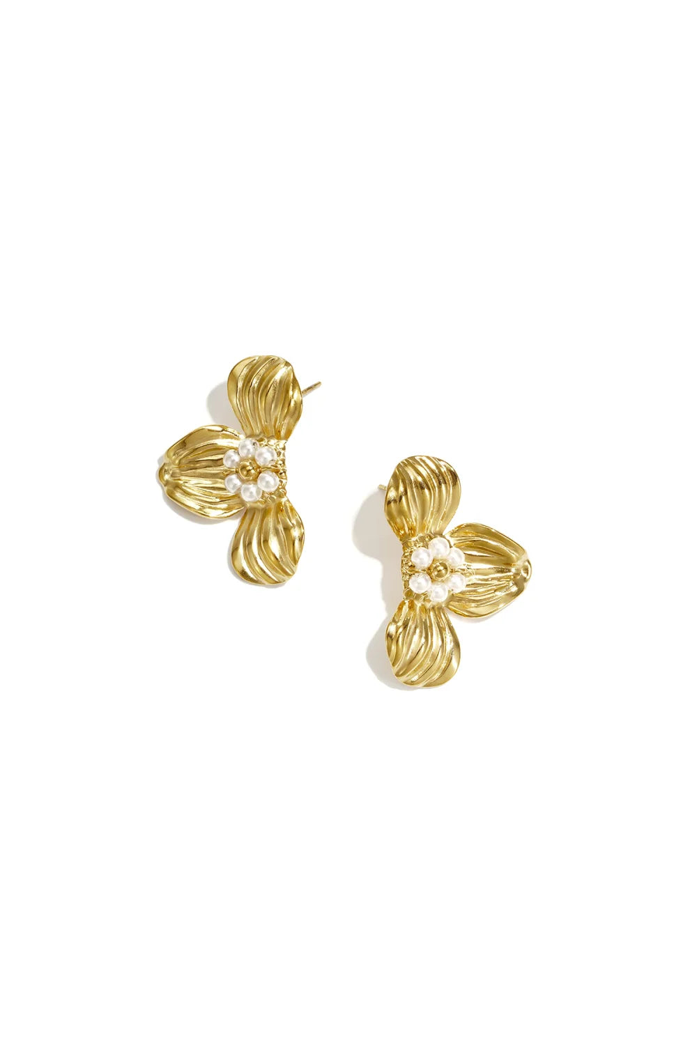 Oorbellen flower gold pearl