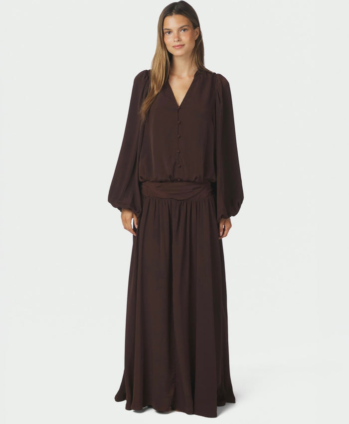 Morien Woven Maxi Skirt Dark Brown