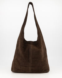 Loreen suede bag, dark brown