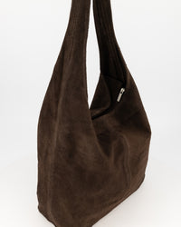 Loreen suede bag, dark brown