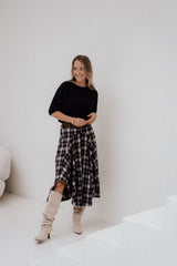 Evy ruit rok blauw met riem