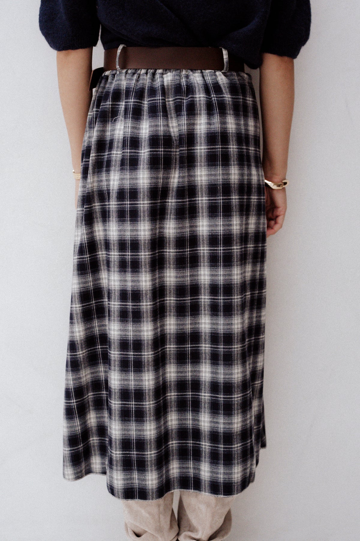 Evy ruit rok blauw met riem