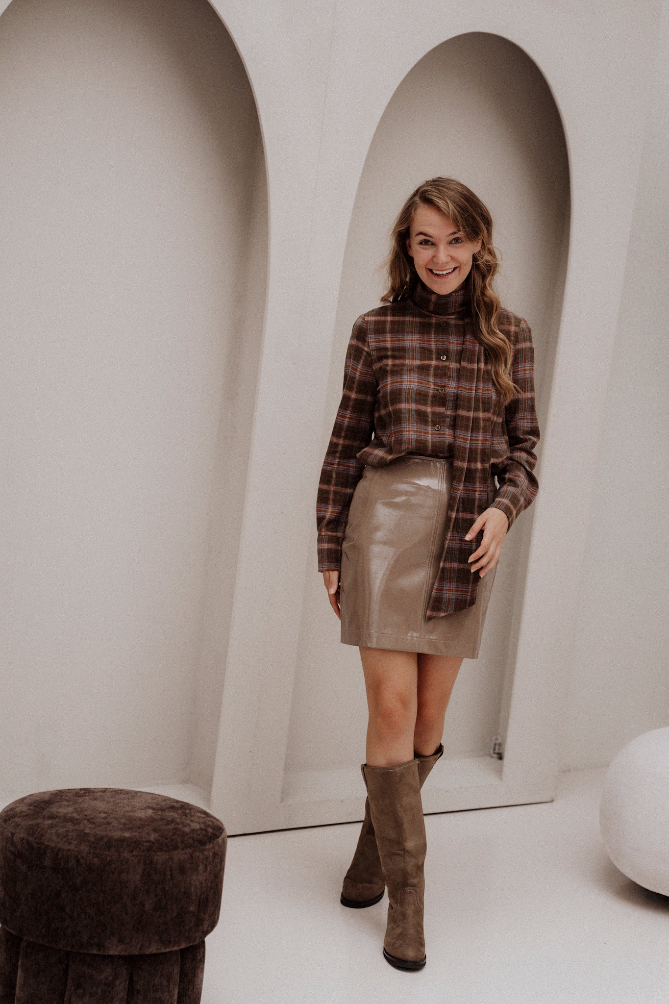 Esmee blouse ruit strik