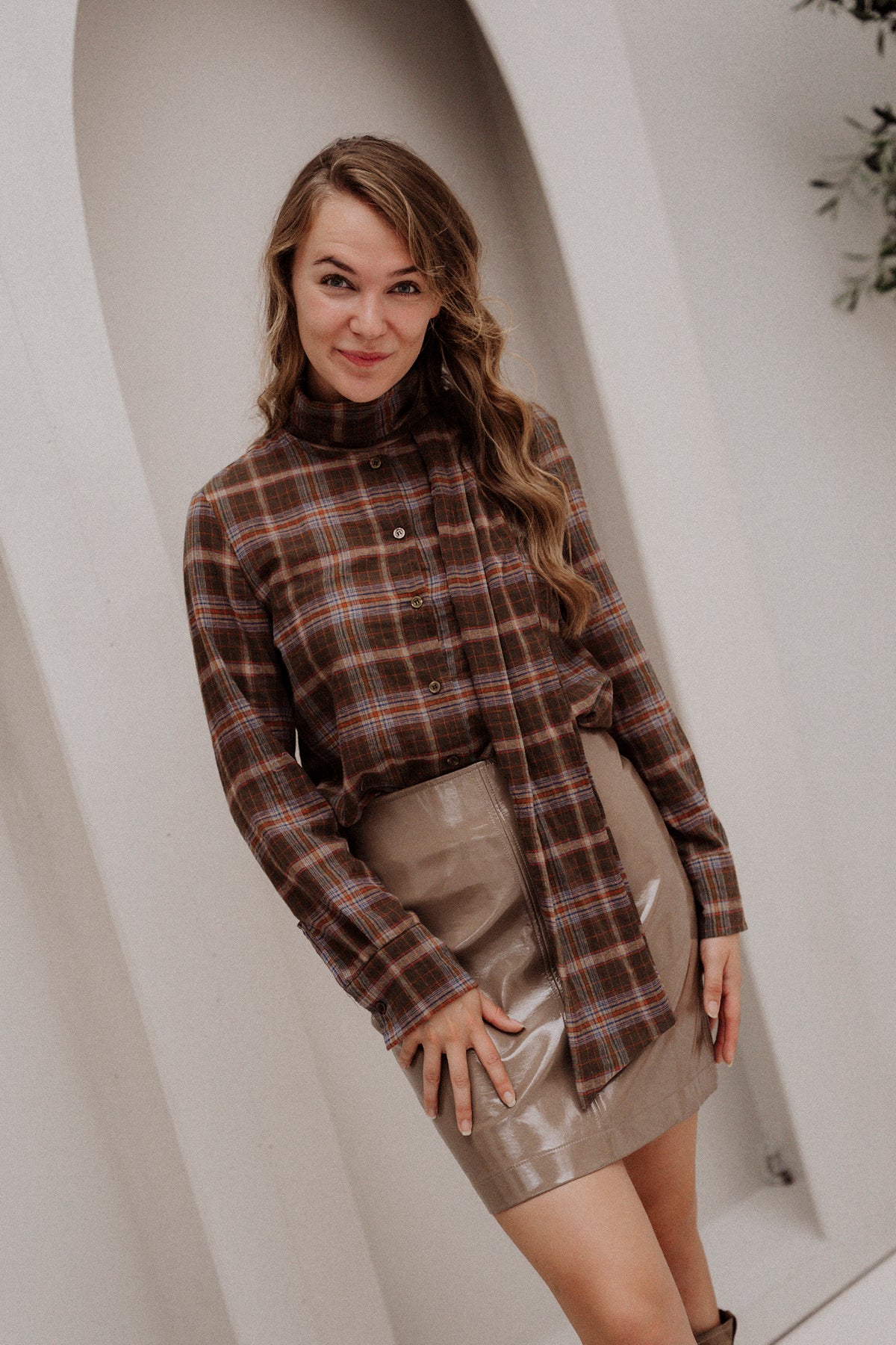 Esmee blouse ruit strik