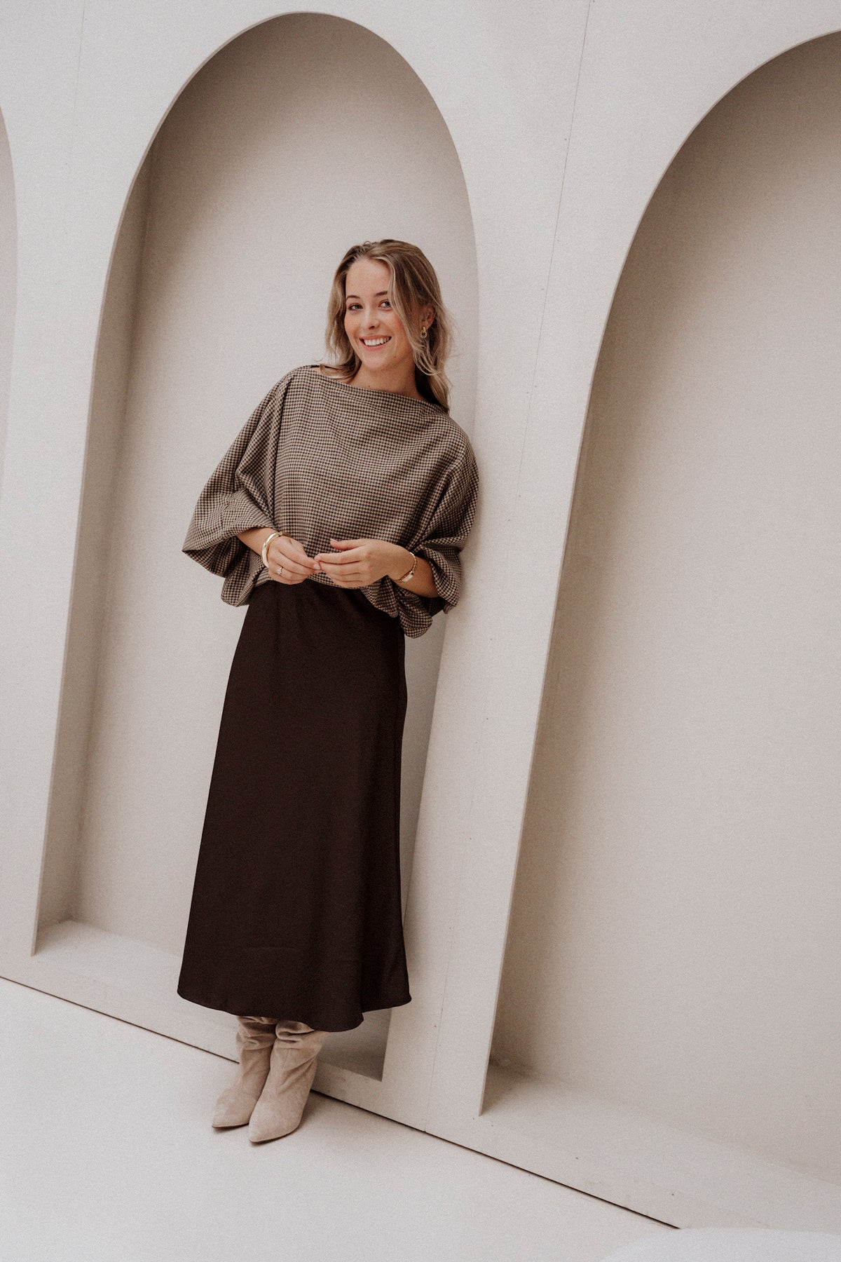 Ellen Ruit Blouse Bruin