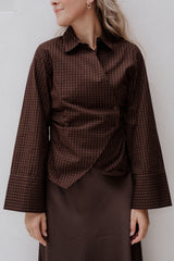 Fenli Small Check Shirt Aubergine