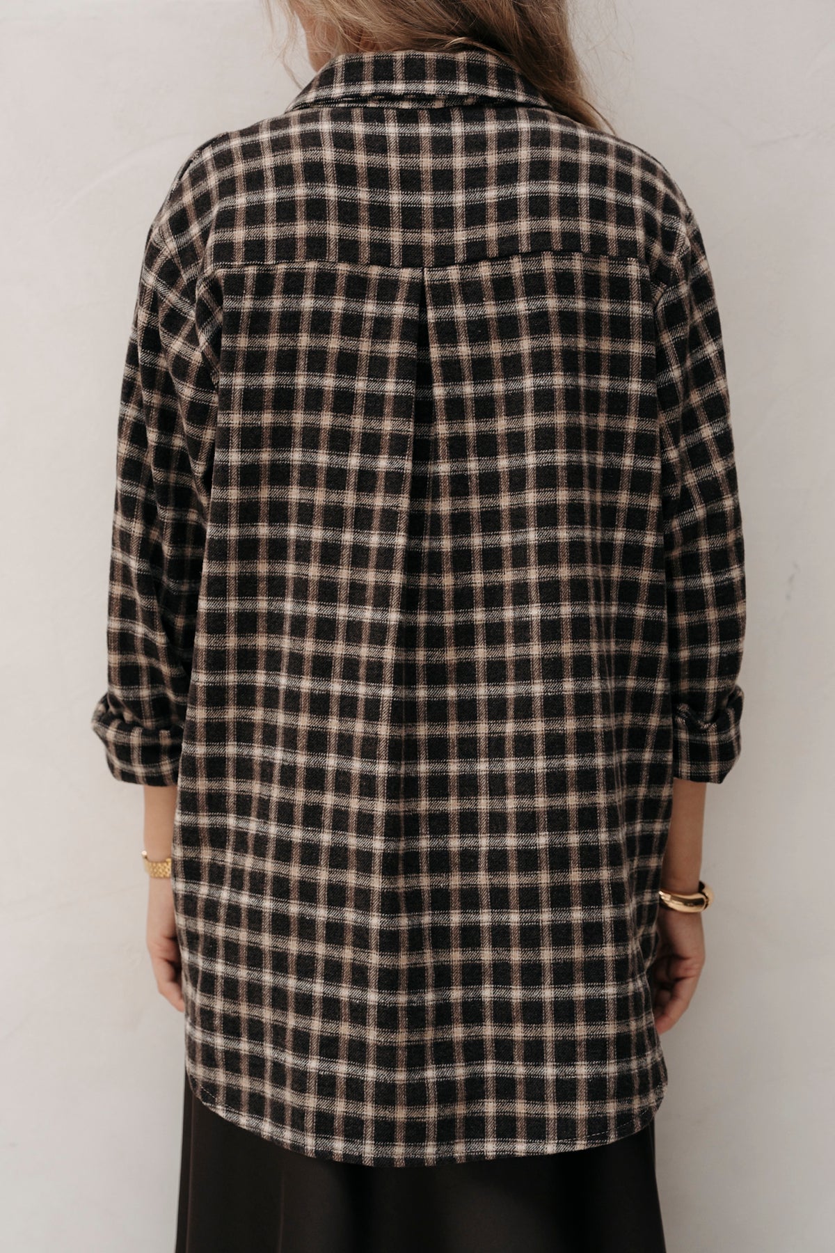 Ruit blouse bruin
