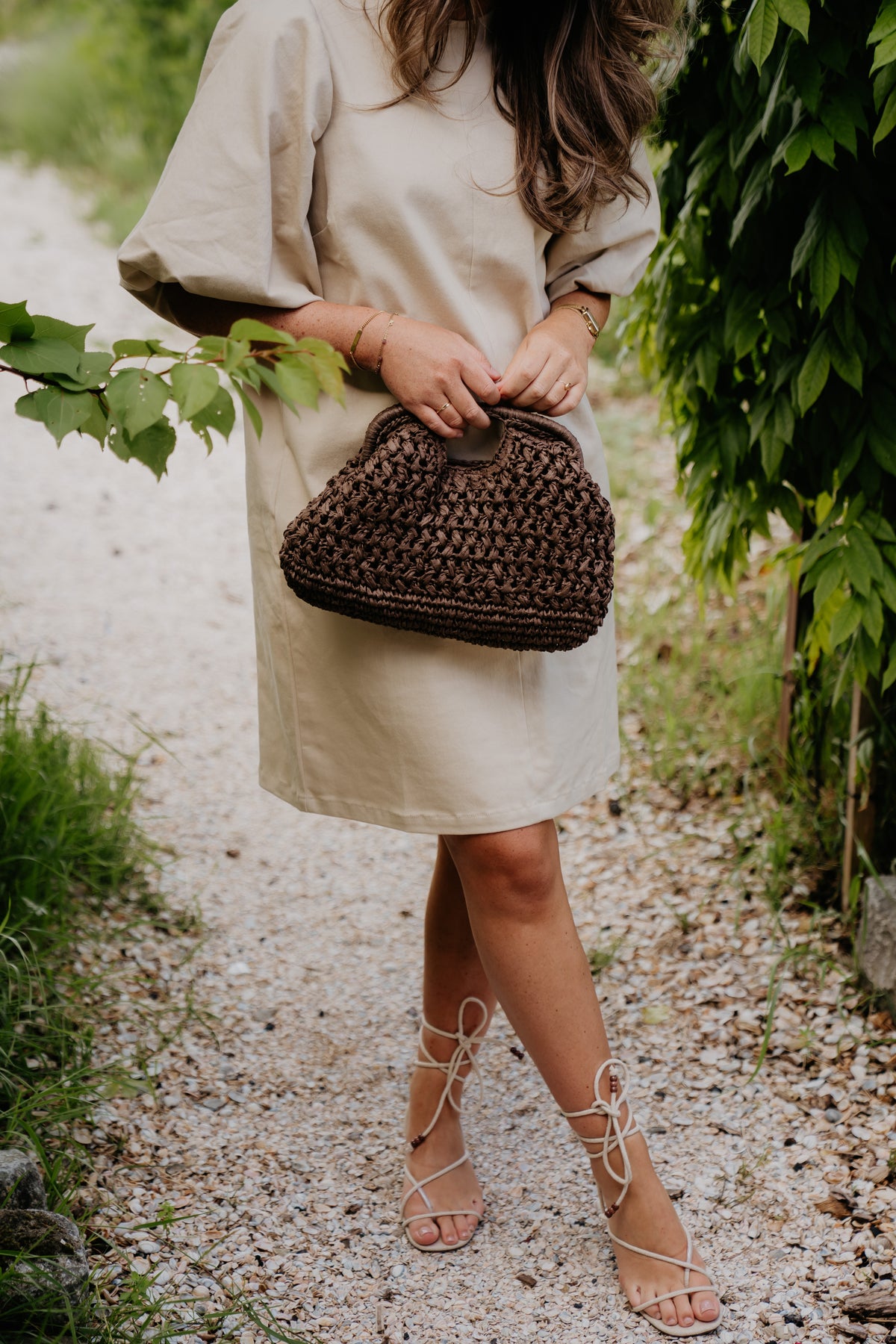 Tas Pappelrohr-Clutch braun