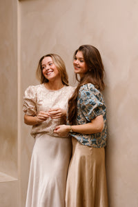 Amy jacquard top beige print