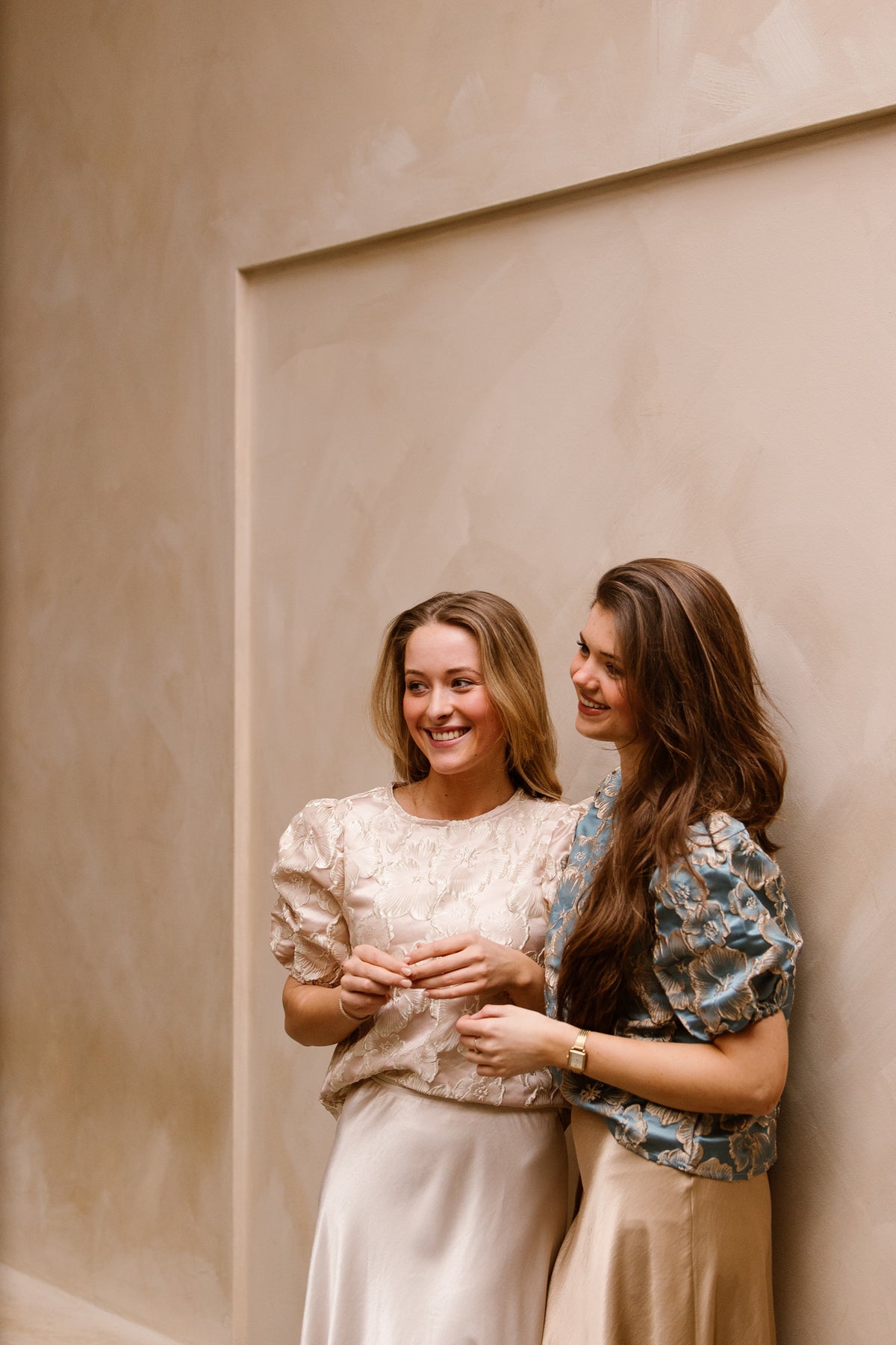 Amy jacquard top beige print