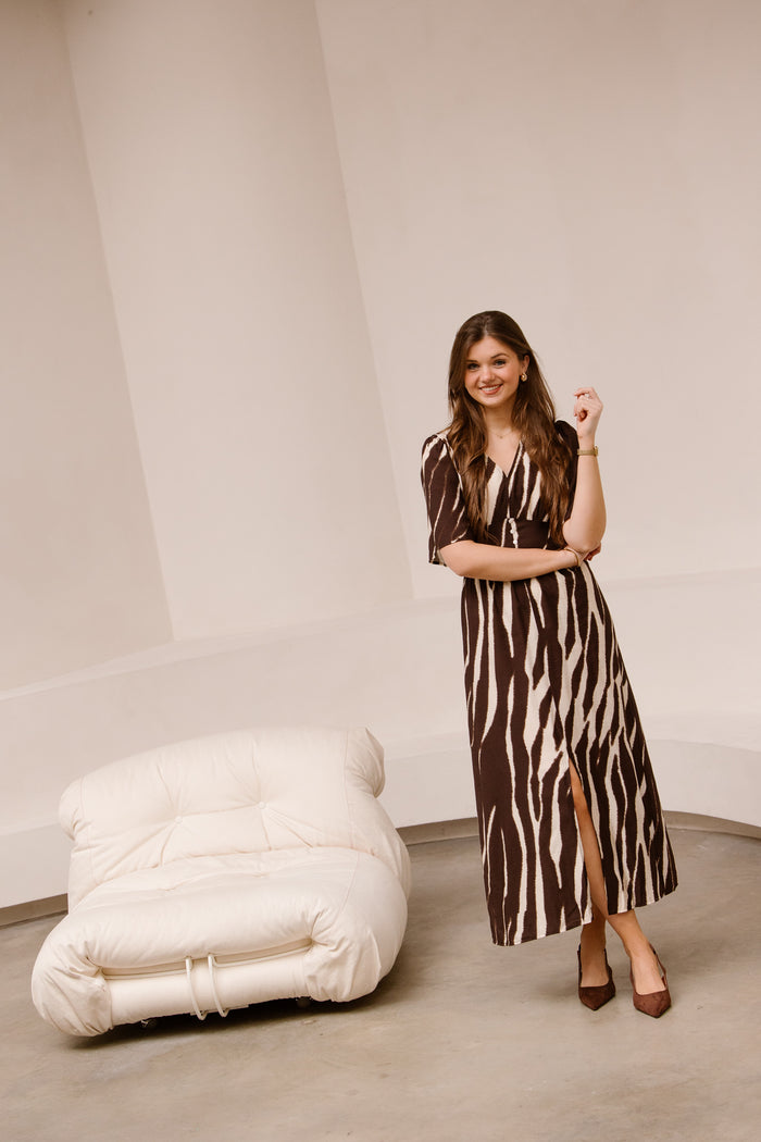 Marielle print dress brown