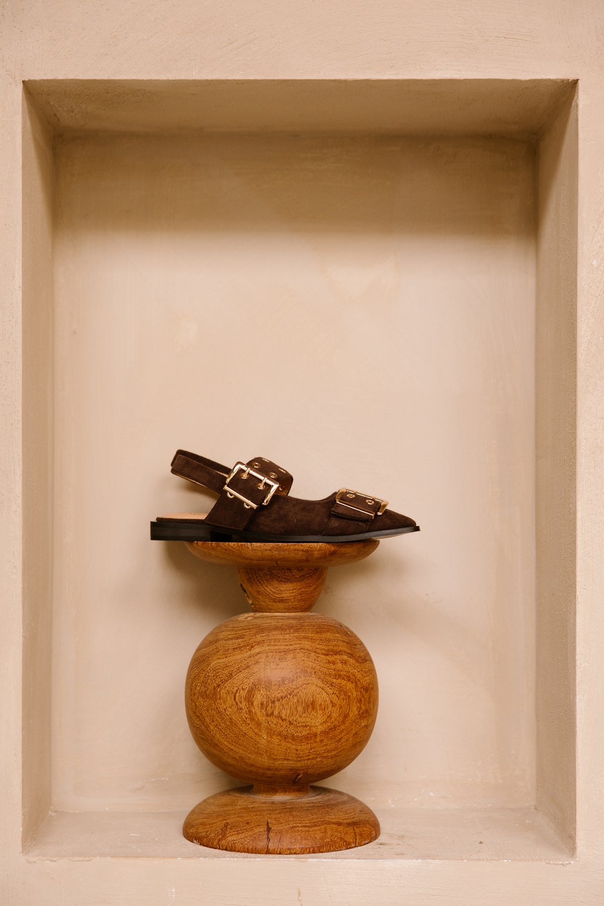 Birmingham slingback met gesp dk. brown