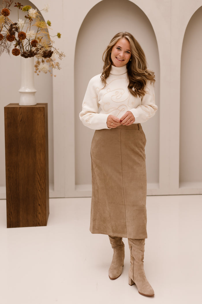 SL Sweater Off-White/sand opdruk - 26538