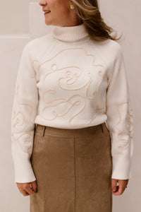 SL Sweater Off-White/sand opdruk - 26538