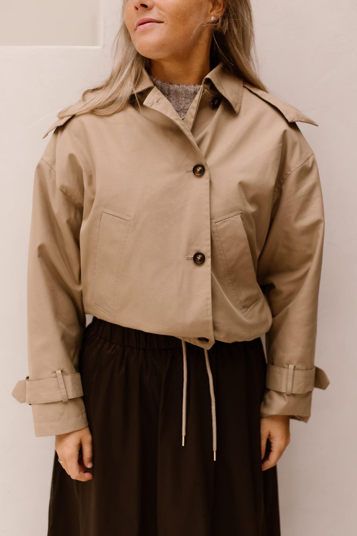 Coat Trench Short Hood Sand 37504