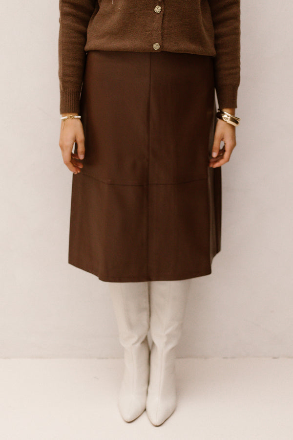 SL Skirt leather brown 26565