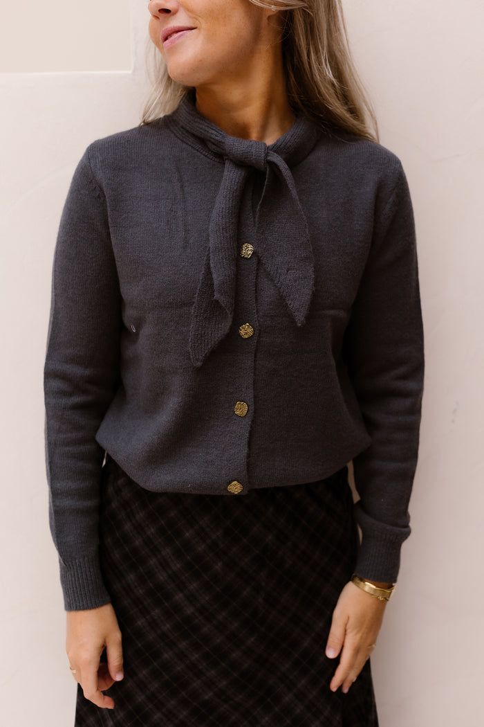 Liora knitting cardigan - Dark jeans blue