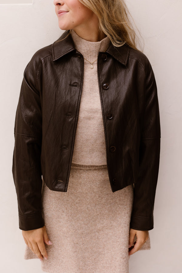 Jacket balloon PU crinkle - Cacao - 11503