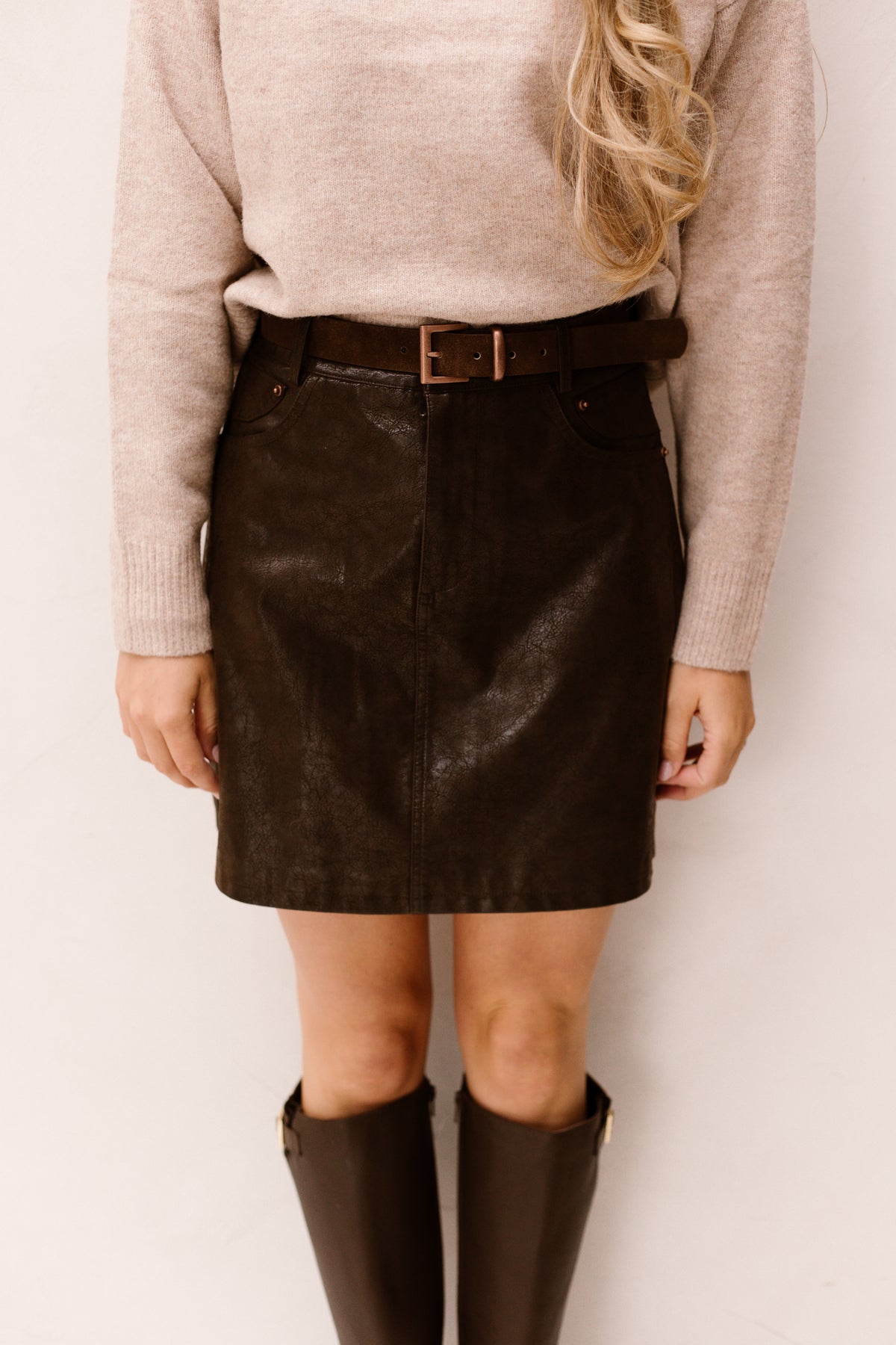 Skirt belt structured PU - Cacao - 11515