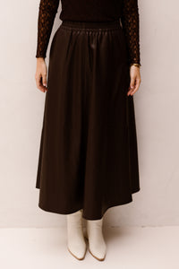 Skirt wide PU - Cacao - 11519