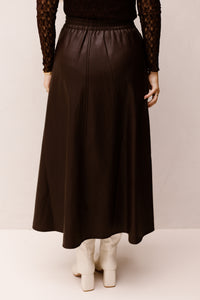 Skirt wide PU - Cacao - 11519