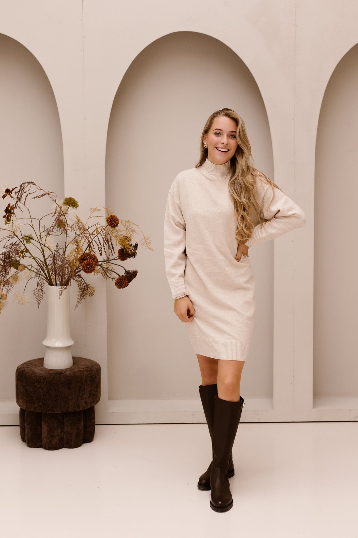 Dress melange lurex - Biscuit - 02512