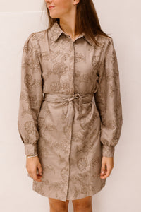 SL Dress flower 3d glitter taupe - 26589