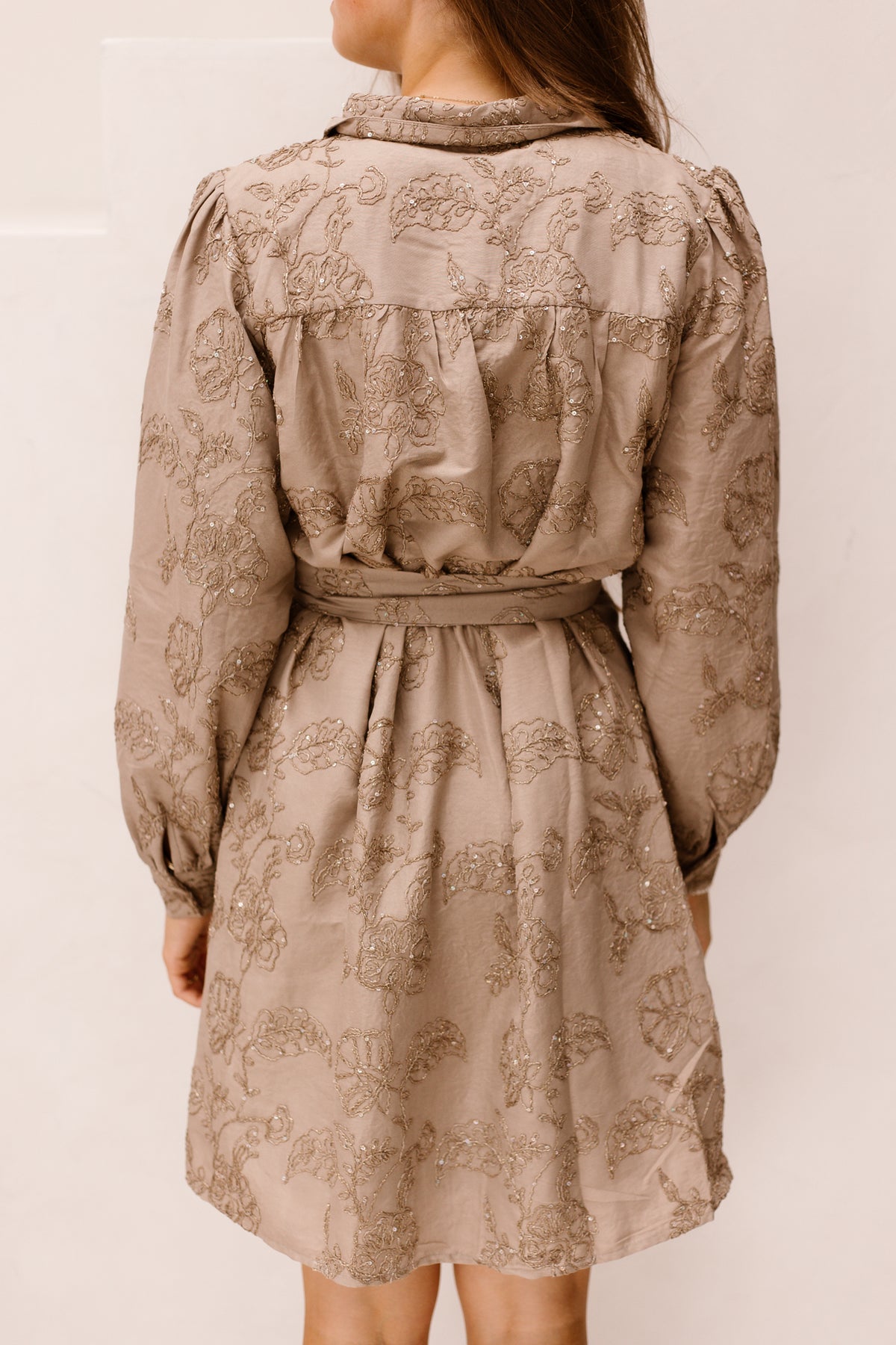 SL Dress flower 3d glitter taupe - 26589