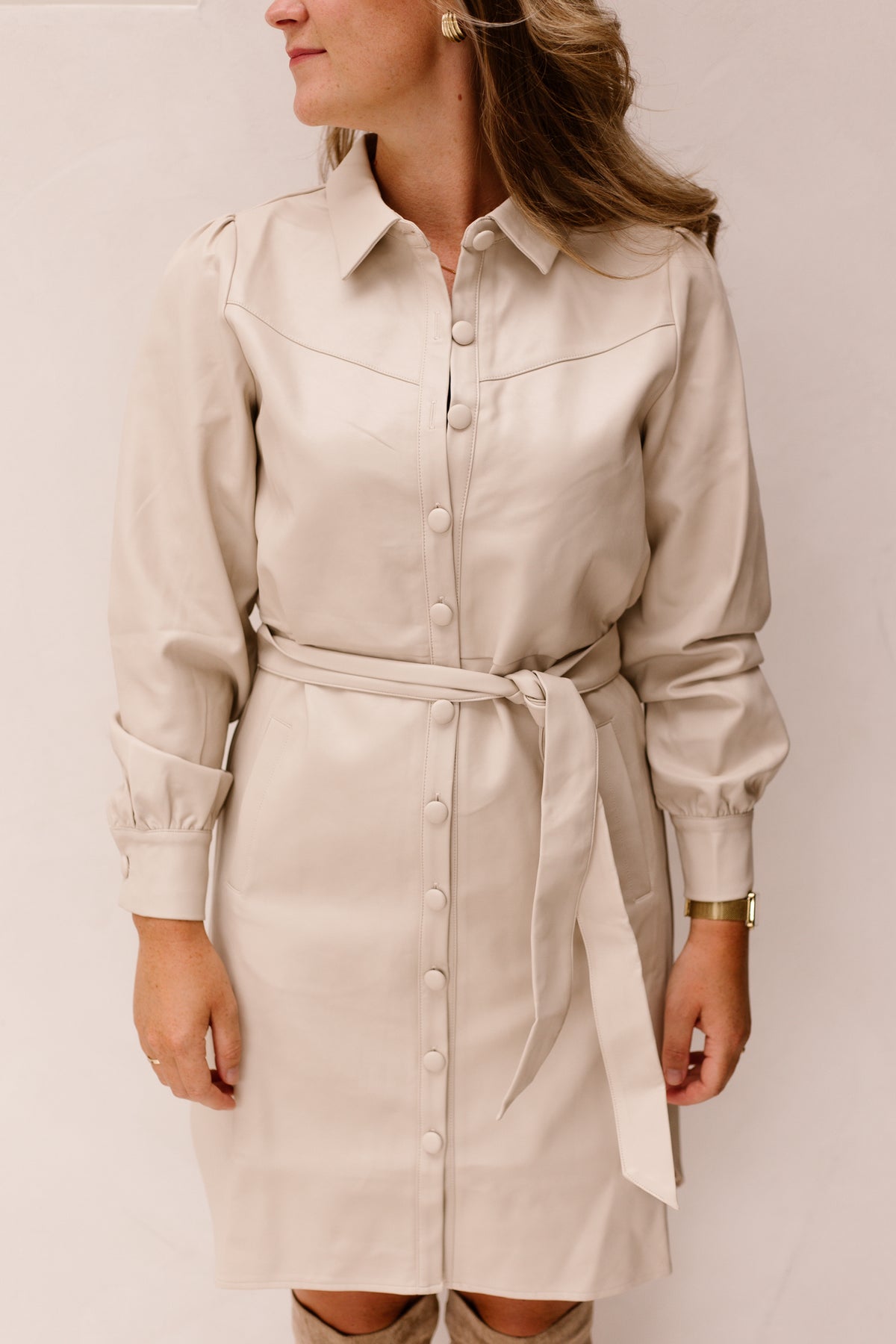 SL Dress leather stone /beige - 26567