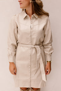 SL Dress leather stone /beige - 26567
