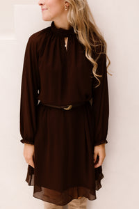 Dress mock neck chiffon - Cacao - 15503