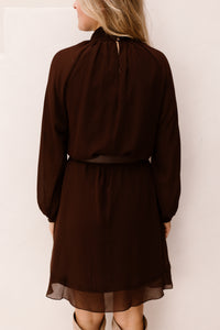 Dress mock neck chiffon - Cacao - 15503
