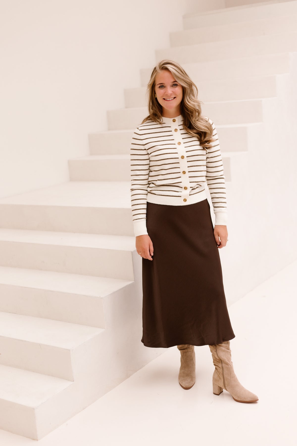 Eibhlin knitting sweater - Wool white / Dark earth